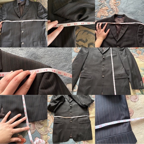 Burberry Charcoal Brown Pinstripe Suit Jacket Sports Coat - Picture 14 of 15